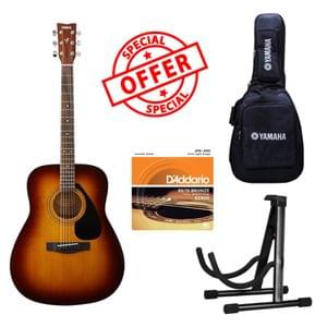Yamaha F310 TBS Acoustic Guitar With Gig Bag DAddario Strings and Dolphin Guitar Stand Package